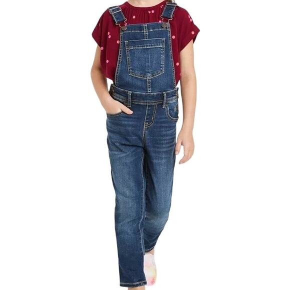 Cat & Jack Super Stretch Overalls Denim Bib & Brace Coverall Blue Medium - Picture 1 of 5
